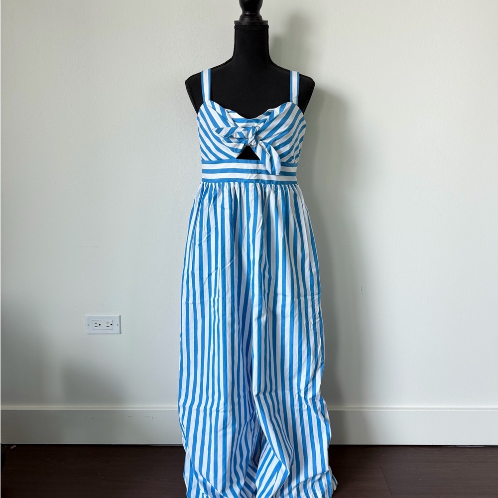Kate Spade Blue and White Striped Girls' Jumpsuit with Front Tie